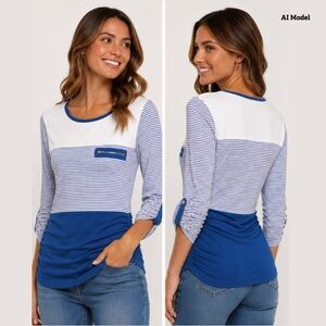 Blue and White Striped Fitted Top by Love Nation